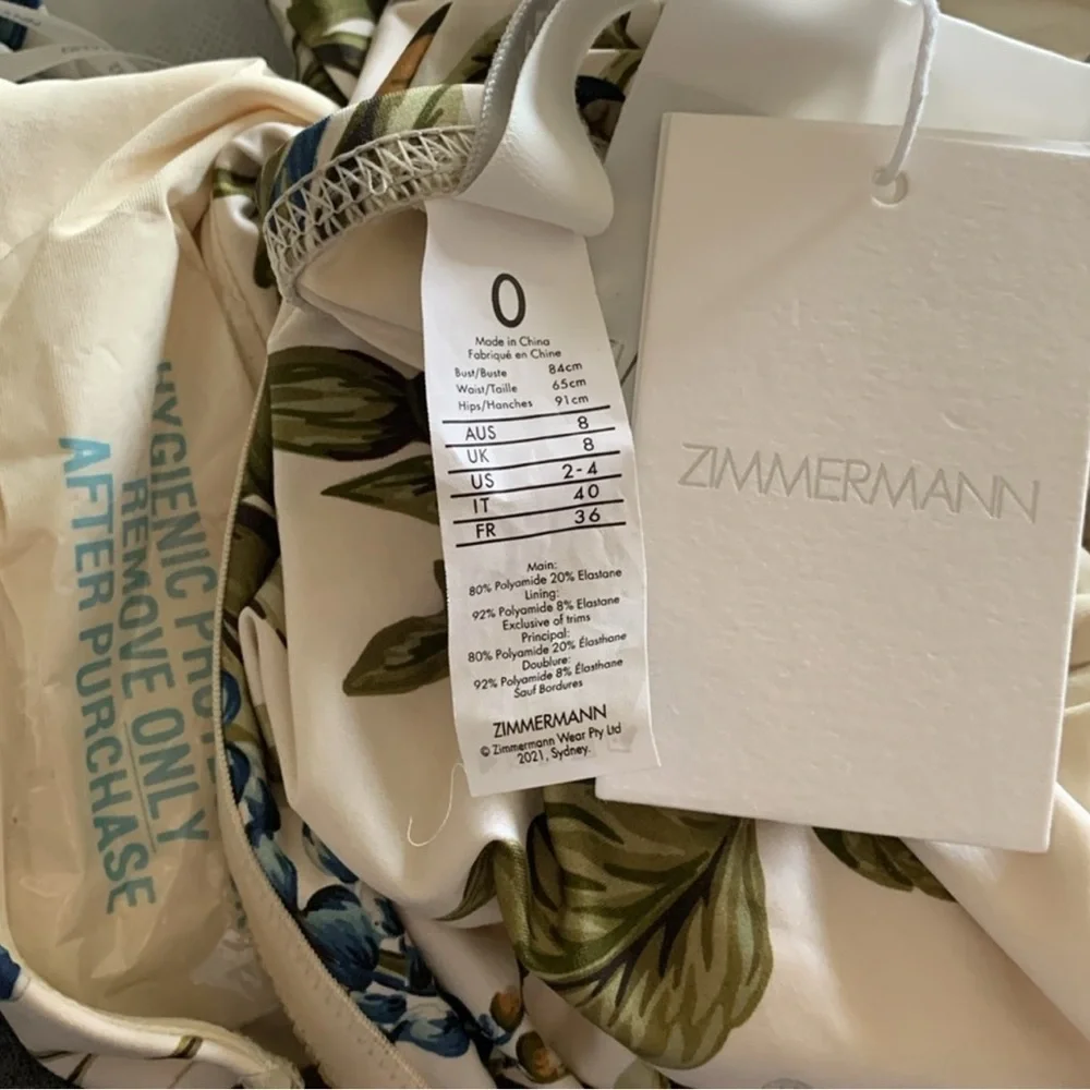 Zimmermann Aliane Scarf Tie Floral Bandeau One-Piece Swimsuit